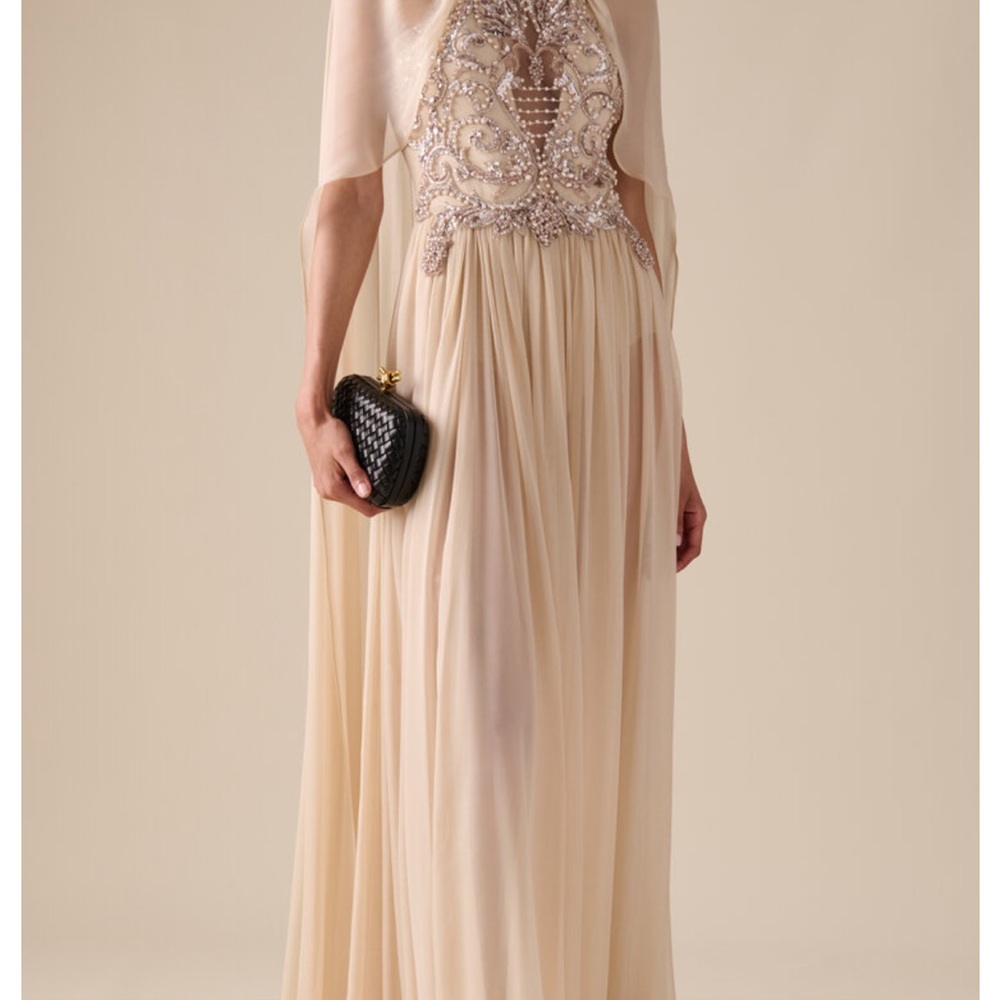 Zuhair Murad Pink and Gold Embellished Pleated Gown - Picture 2 of 5